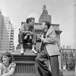 "A young couple deep in conversation in Washington Square. 1952."